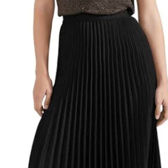 Hobbs London - Thandie Pleated Calf-length Black Skirt - US 6 - Picture 1 of 5